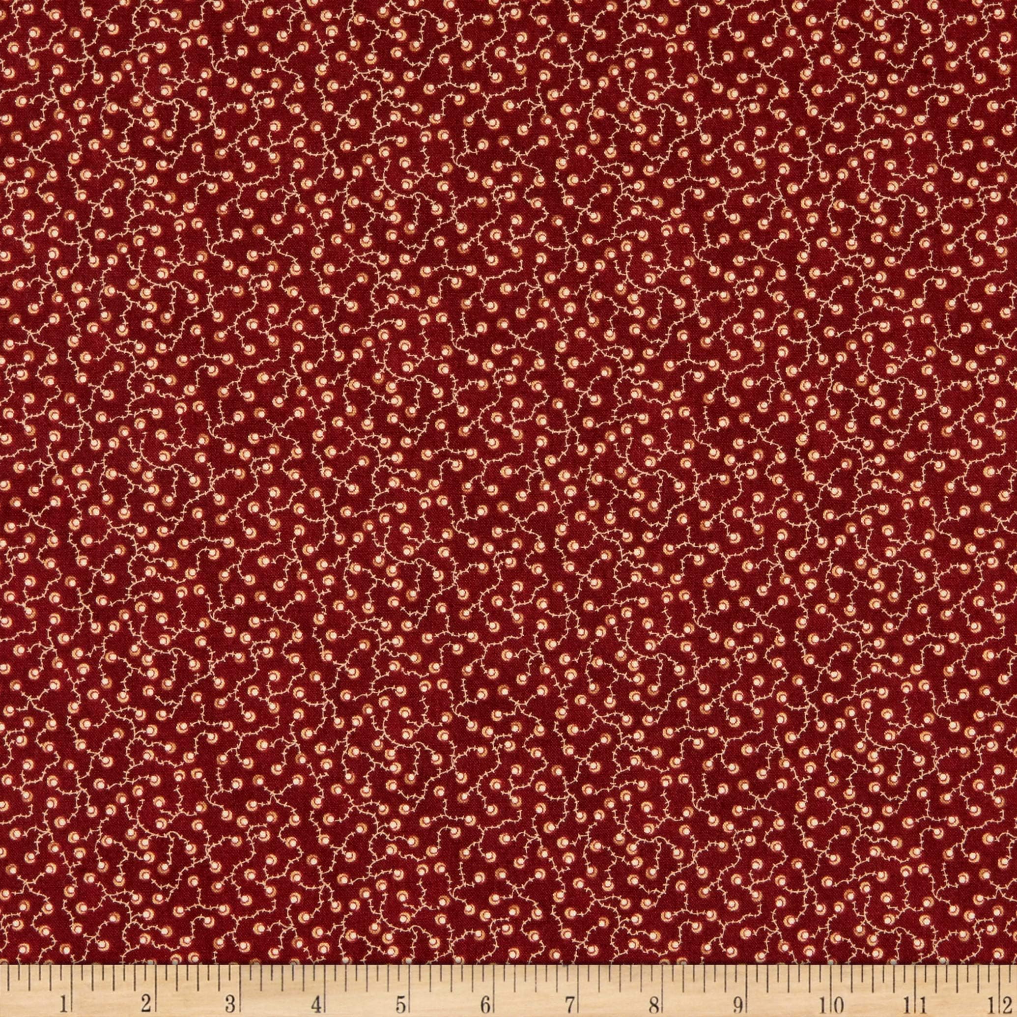 Henry Glass Idaho Prairie Star Viney Dot Red, Quilting Fabric by the Yard