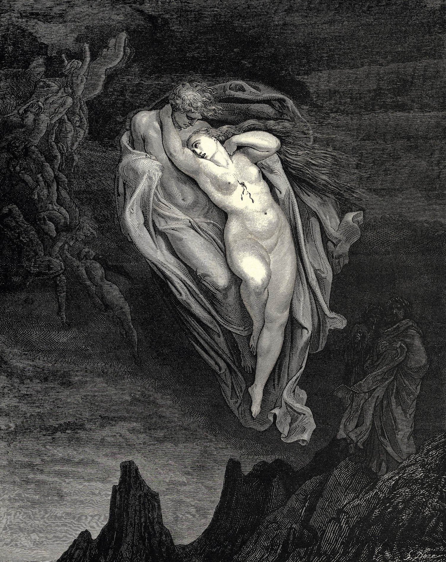 Gustave Doré Francesca and Paolo Da Rimini Décoration Murale Salon Grand Format