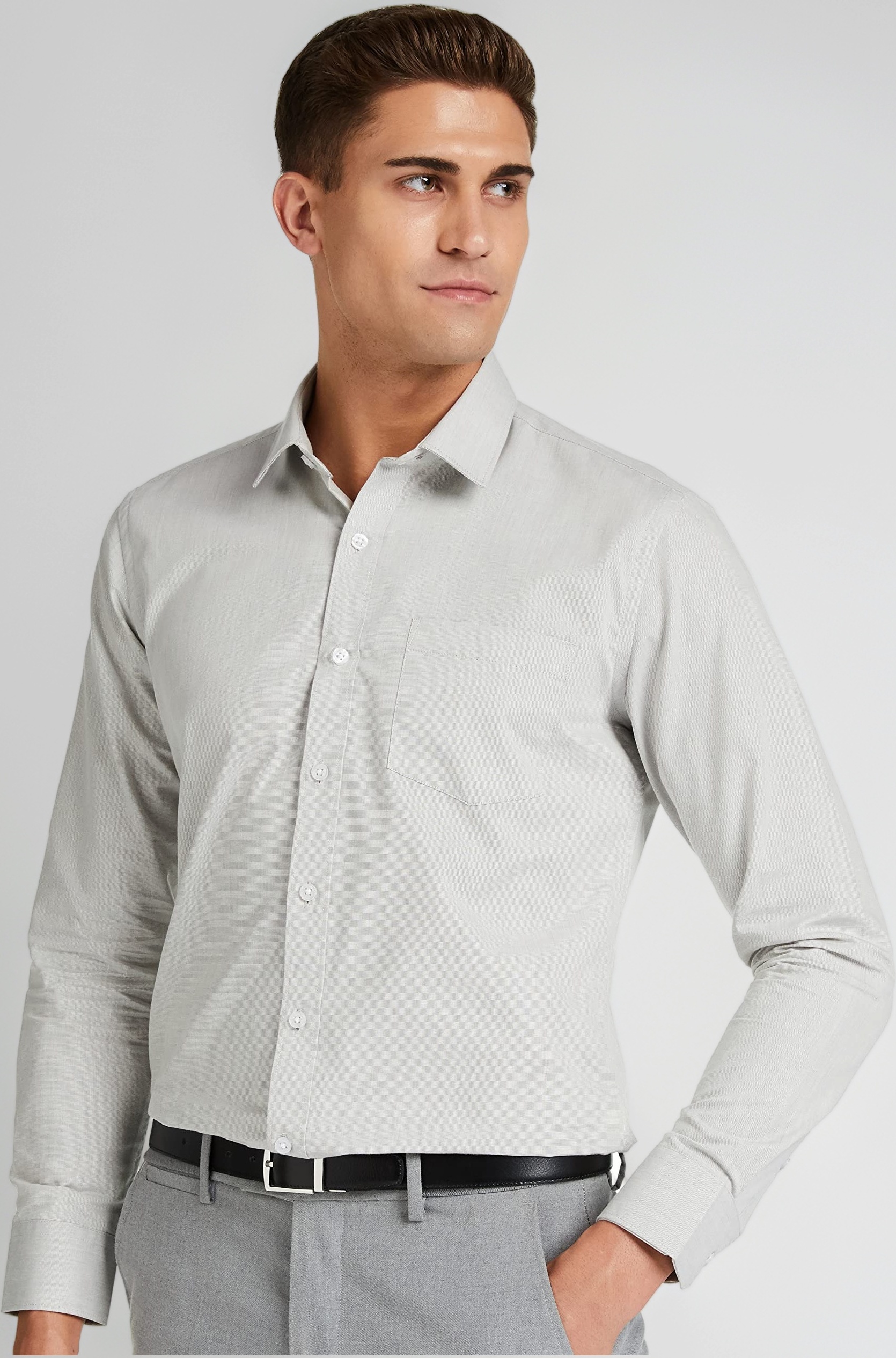 Men's Solid Cotton Slim Fit Formal Shirt | Plain | Full Sleeve