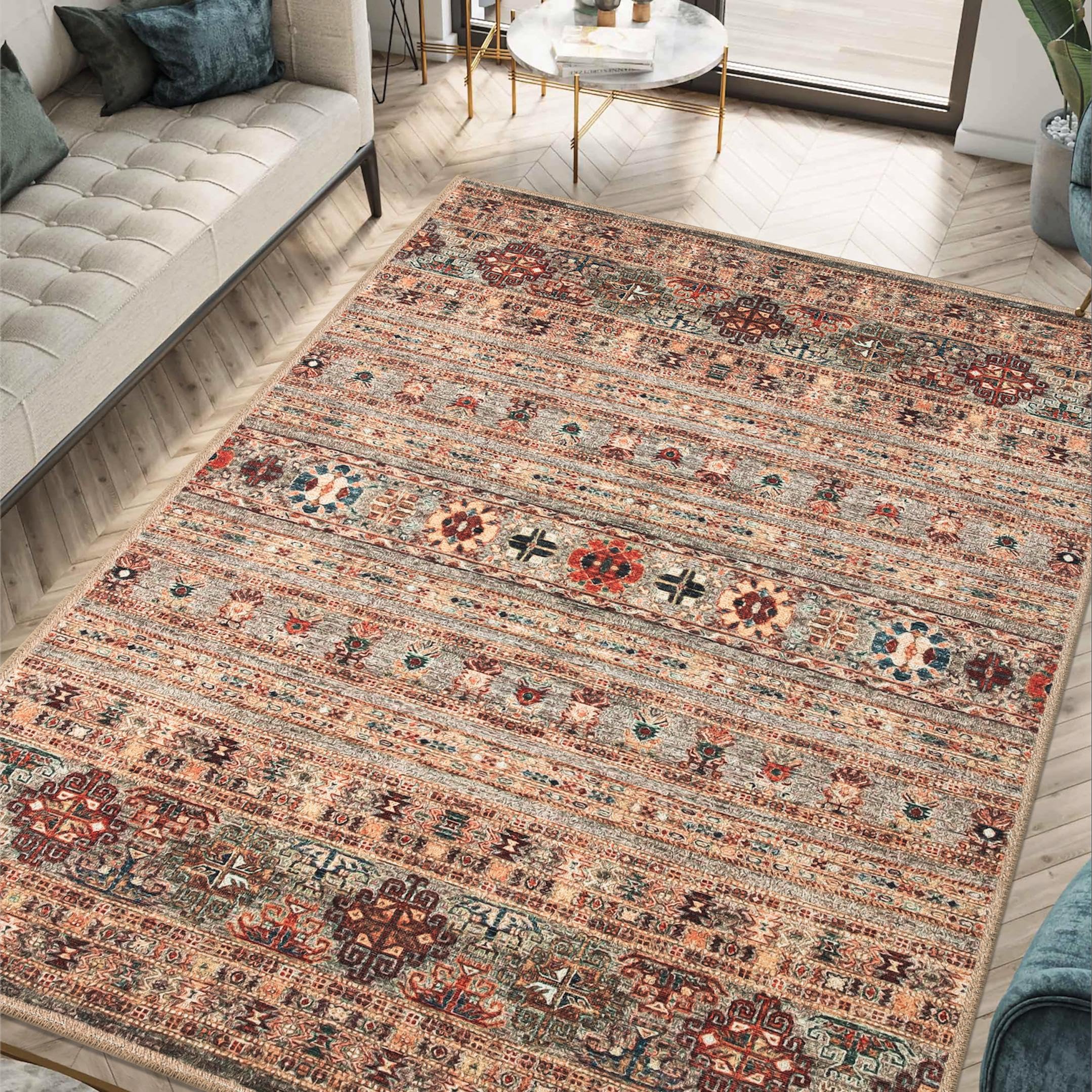 Keen Home Design 6x9 Rug - Machine Washable Area Rug with Non-Slip Backing, Ideal for Living Room, Dining Room, Bedroom - Vintage, Easy Clean, Durable