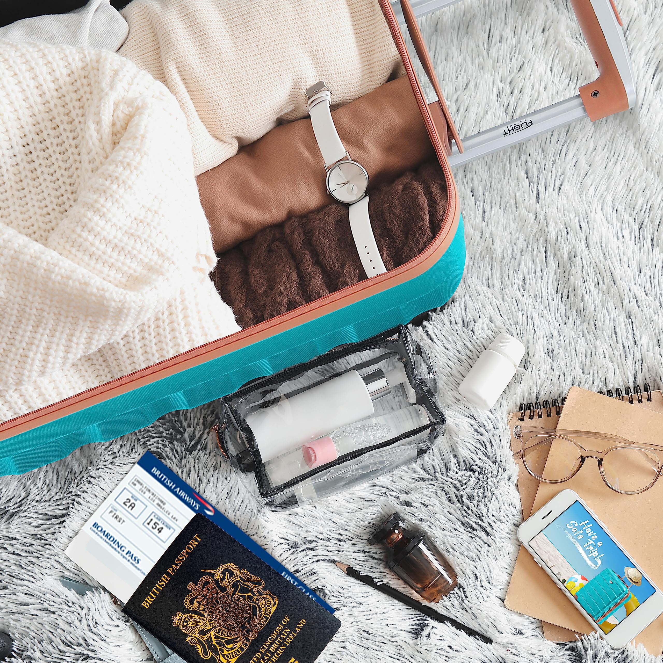 Flight Knight Cabin Suitcase 55x40x20 Ryanair Priority, EasyJet, Jet2 Lightweight Small Durable 4-Wheel Cabin Case, Carry-On for Over 60 Airlines, Hard Shell, 10kg Hand Luggage Bag (55 x 40 x 20 cm)