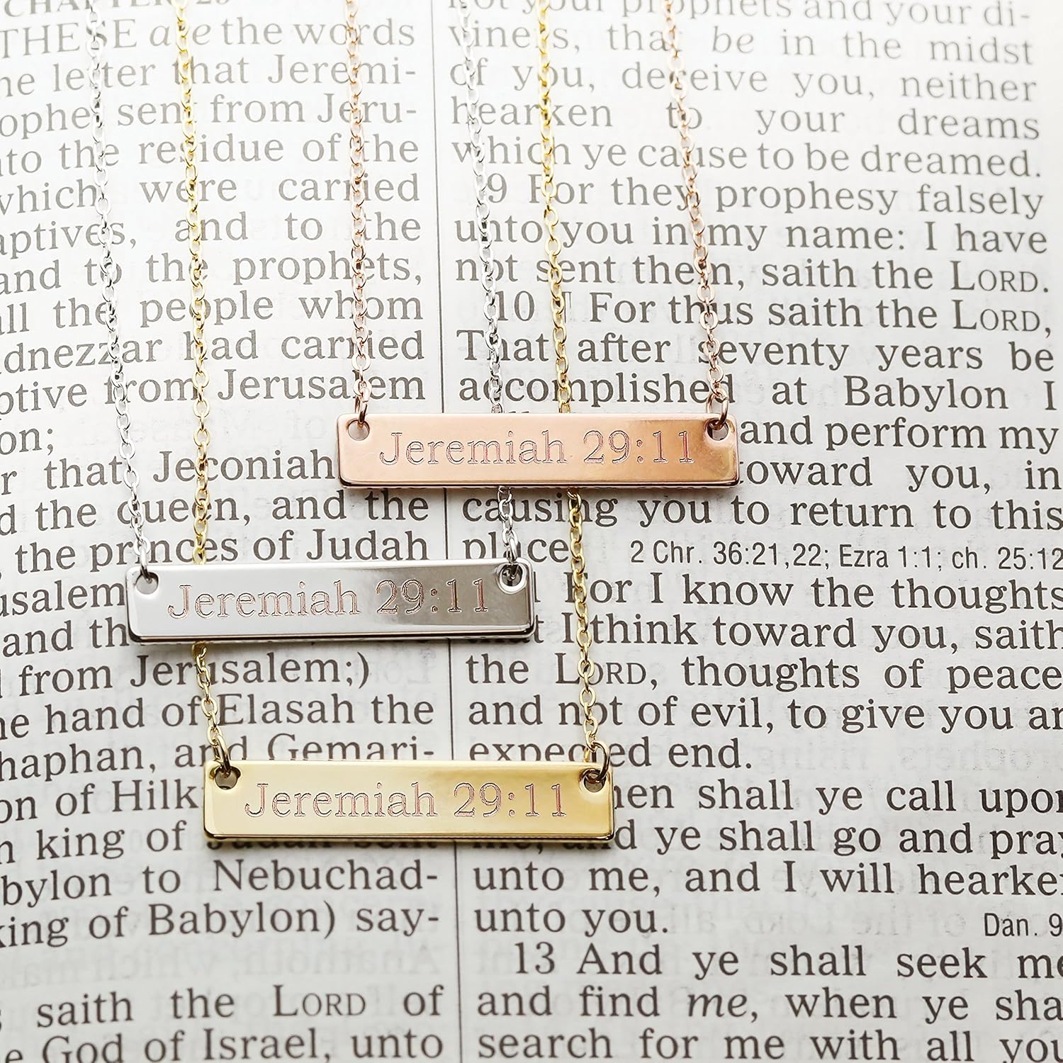 MignonandMignon Silver Christian Bar Necklace Bible Verse Necklace Faith Necklace Sister Necklace Baptism Gift Birthday