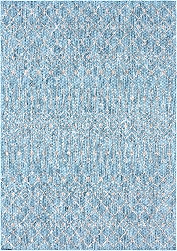 Vista 478 de Unique Loom Alfombra Colección enrejado Marroquí Celosía Transicional Interior y Exterior, Polipropileno Gris carbón/natural