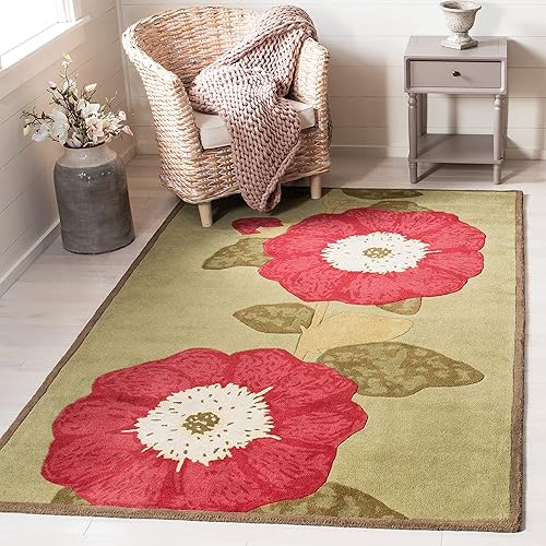 Martha Stewart Collection by SAFAVIEH Dill MSR4731A - Alfombra hecha a mano de lana de eneldo Hollyhock de 9 x 12 pies