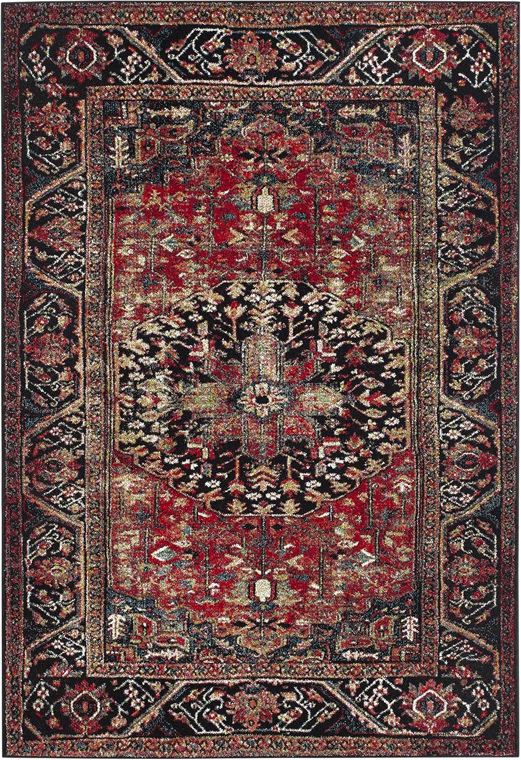 SAFAVIEH Vintage Hamadan Collection Accent Rug - 4' x 6', Red & Multi, Oriental Persian Design, Non-Shedding & Easy Care, Ideal for High Traffic Areas in Entryway, Living Room, Bedroom (VTH215A)