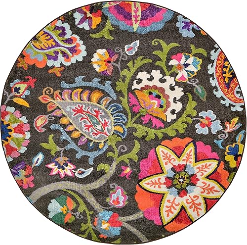 Miniatura 3 de Unique Loom Estrella Collection Alfombra contemporánea, bohemia, floral, abstracta, cachemira, 2 pies 2 pulgadas x 6 pies 7 pulgadas, marrónbeige