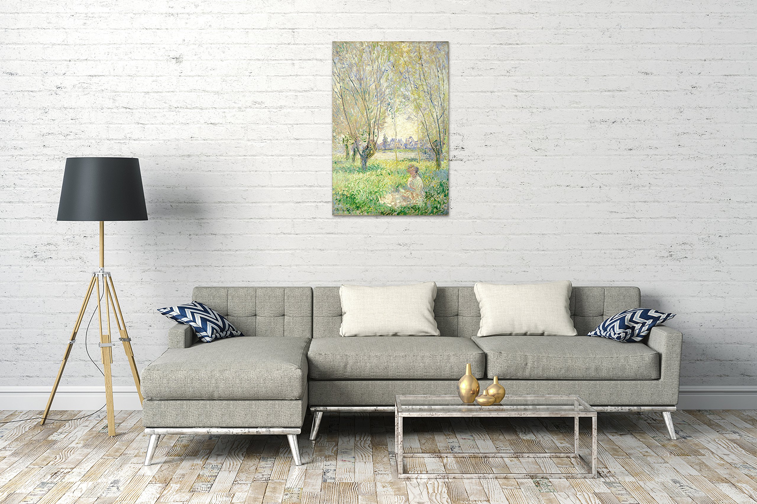 Printed Paintings Impression sur Toile (60x80cm): Claude Monet - Femme Assise sous Les saules (18