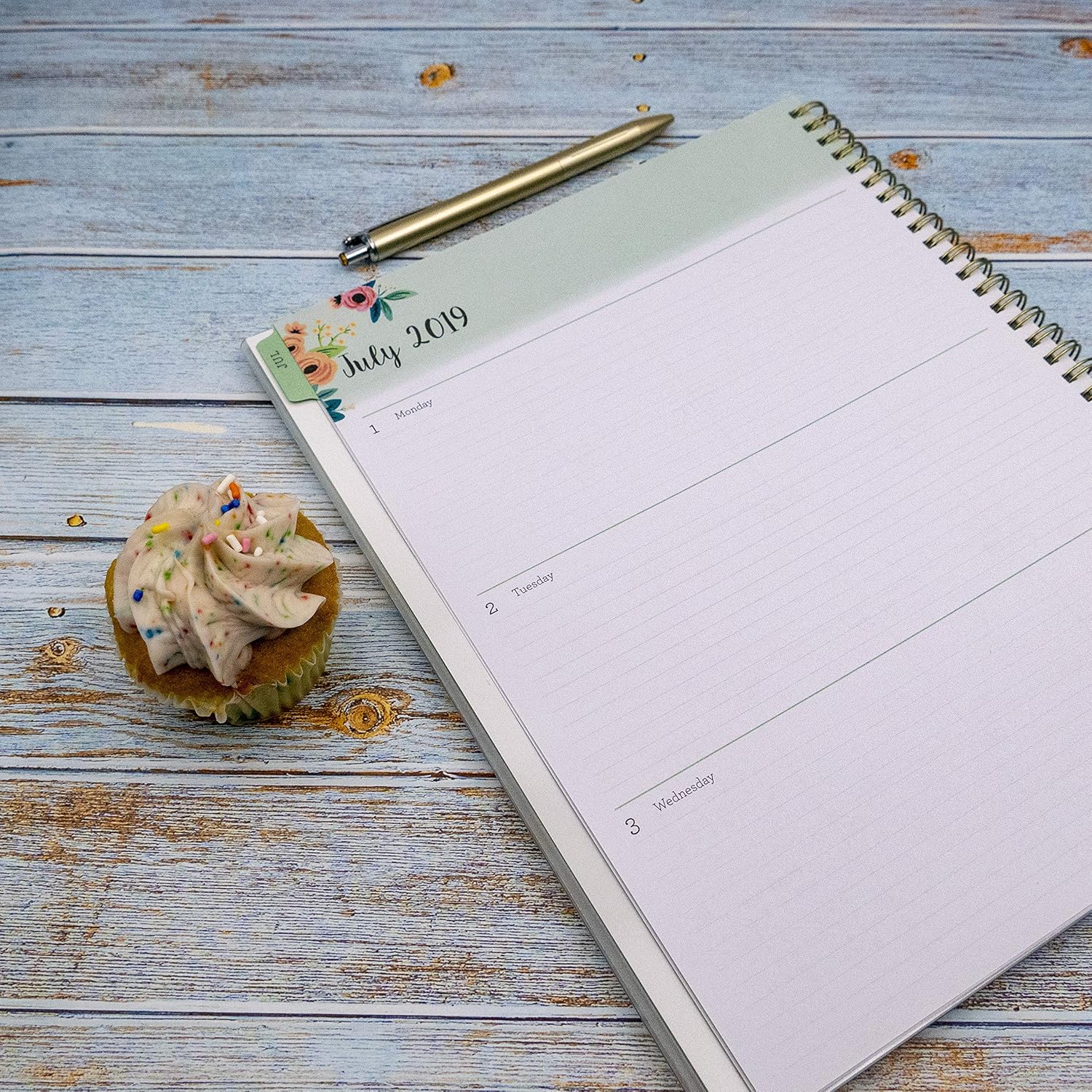 Blue Sky 2019-2020 Academic Year Weekly & Monthly Planner, Flexible Cover, Twin-Wire Binding, 8.5" x 11", Laurel