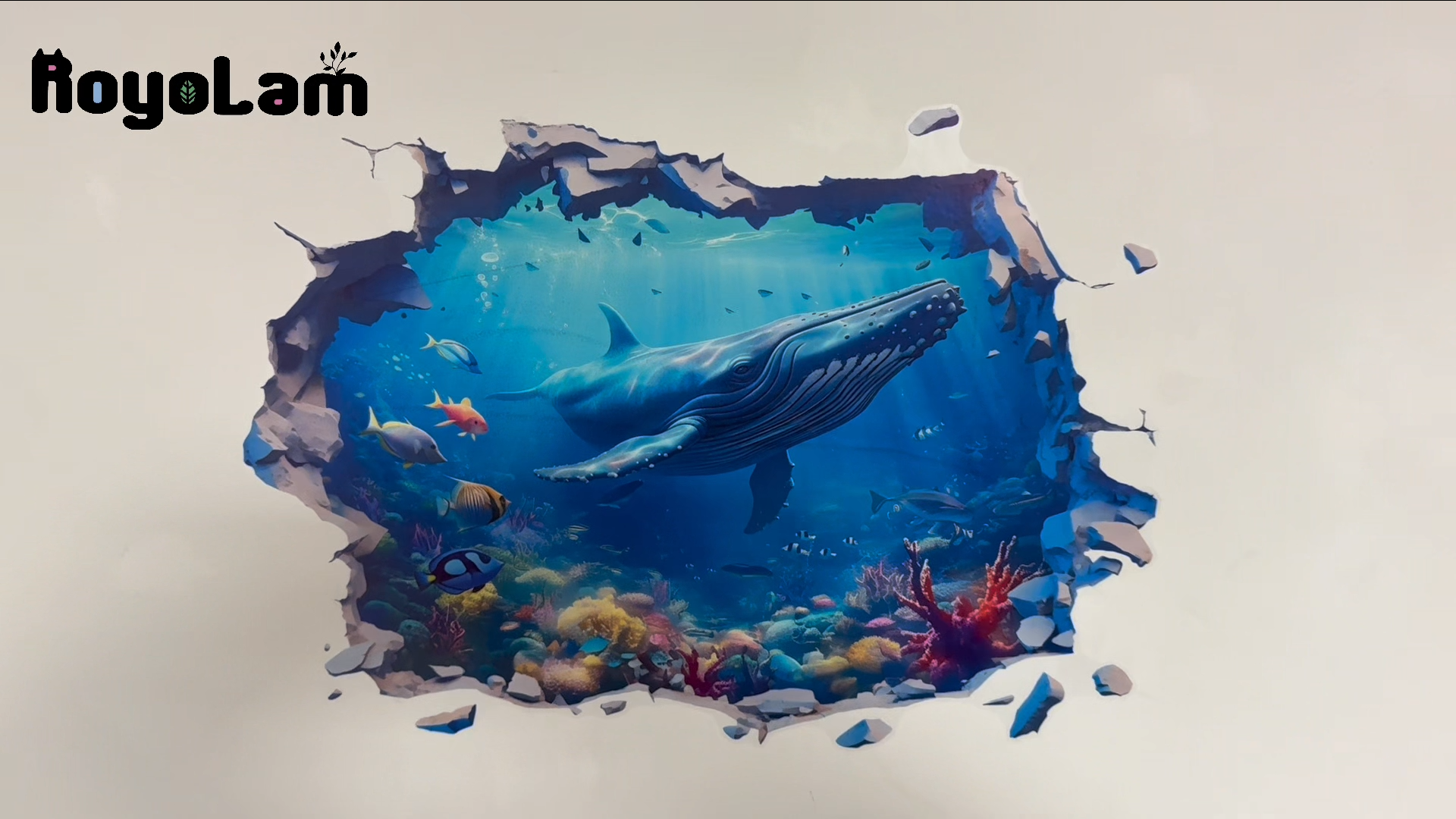 Vinilo decorativo 3D ballena jorobada para pared miniatura 7