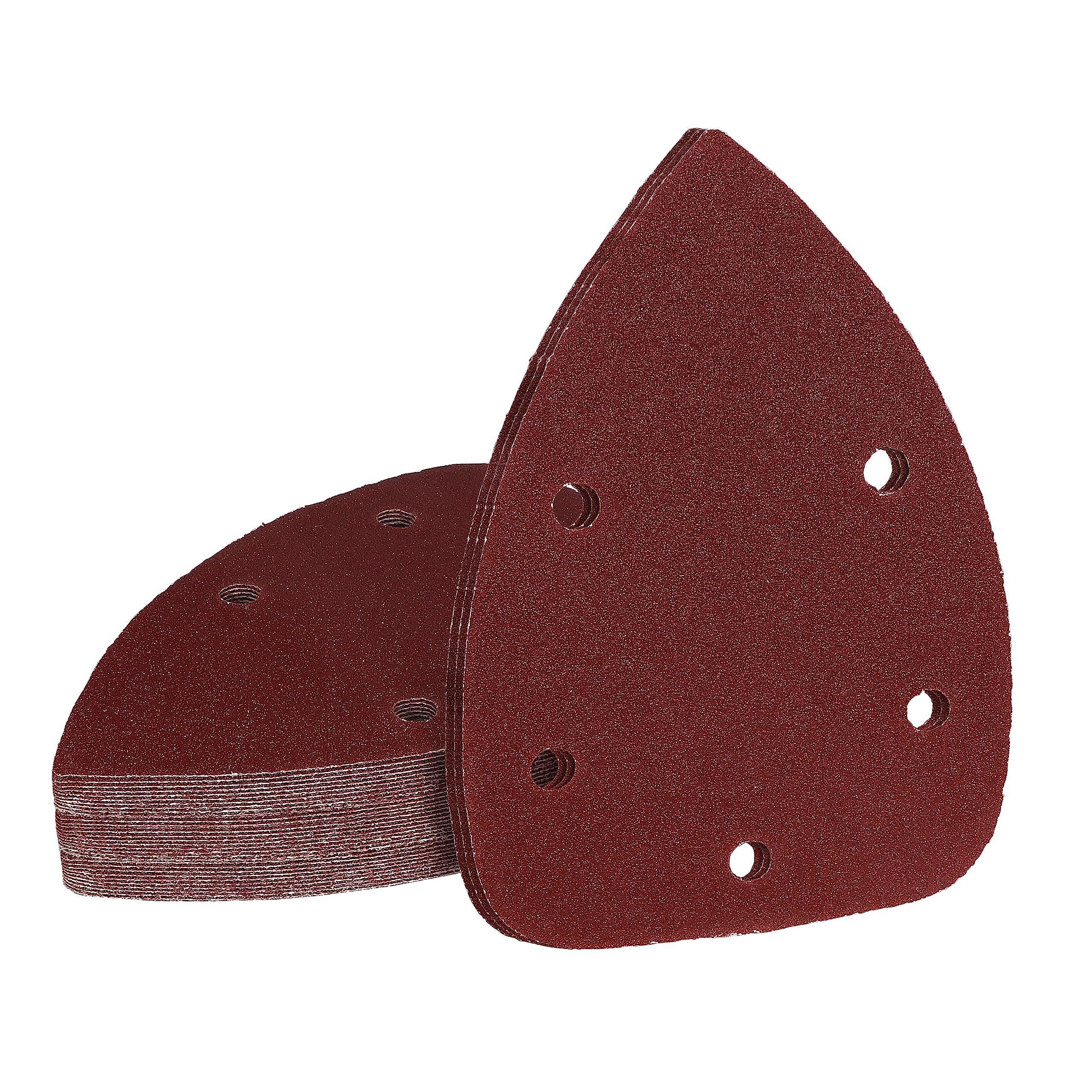 100 Grit Mouse Sander Sandpaper, Jamiikury 5 Hole Detail Sander Sandpaper Palm Sander Paper Mouse Sanding Pads Hook and Loop Sanding Sheets - Pack of