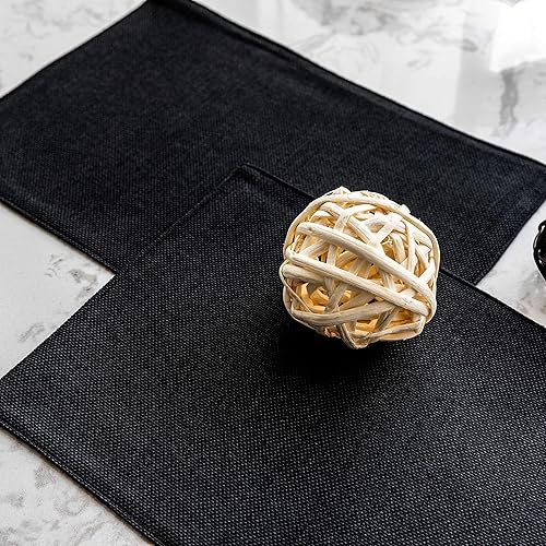 Vista 238 de Home Brilliant Juego de 4 manteles individuales de lino azul, resistentes al calor, manteles individuales para mesa de comedor, manteles Índigo