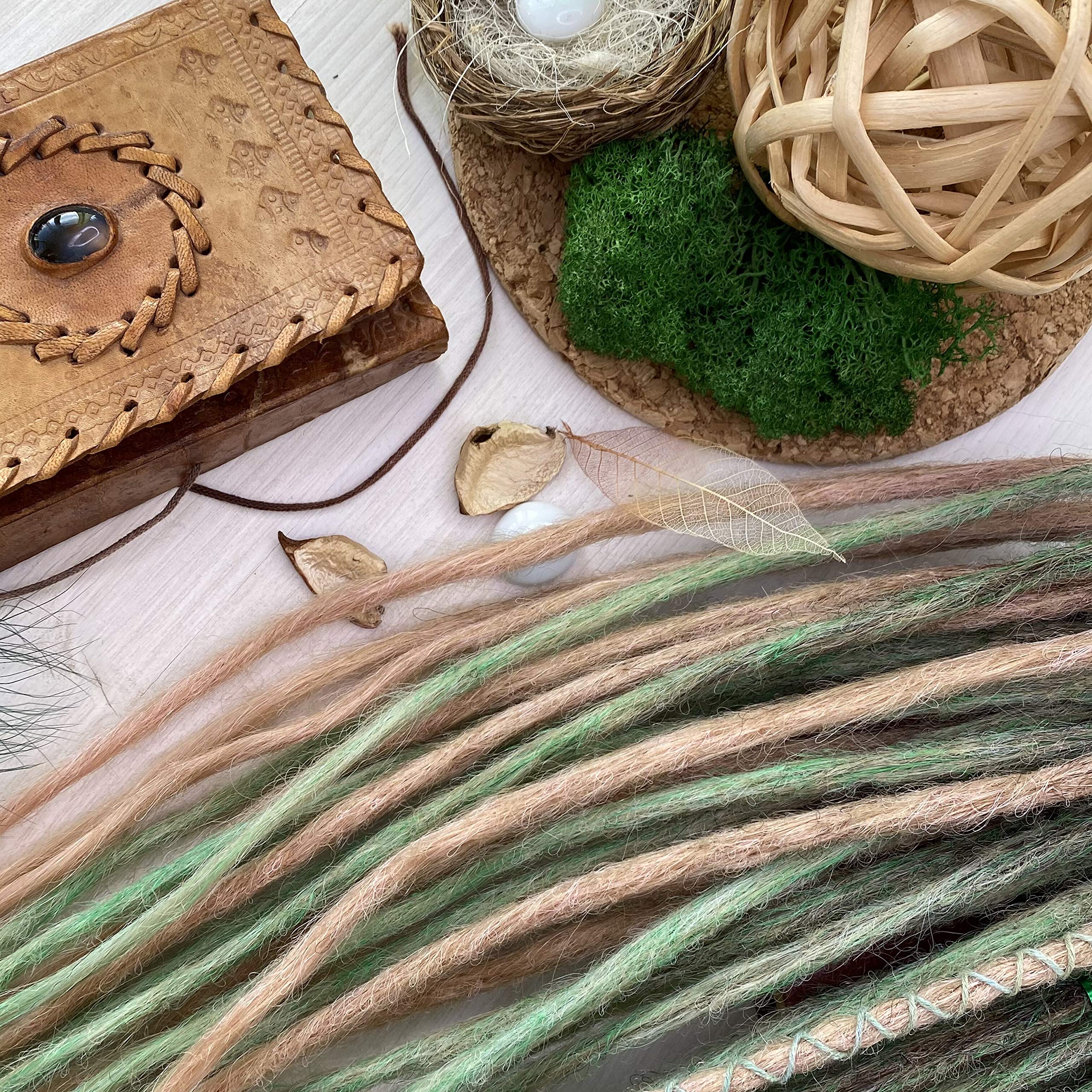 Buy Synthetic Dreads, Natural Light Brown and Green, Ombre Dreads, Synthetic dreads, de dreads