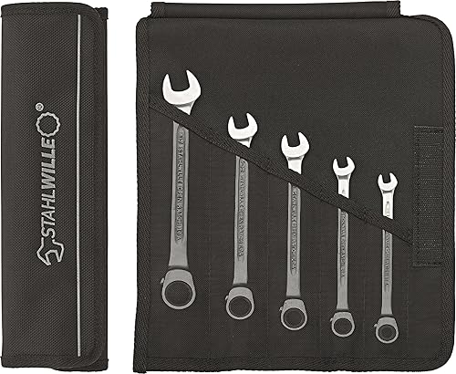 Miniatura 6 de Stahlwille 96411712 Juego de llaves de trinquete reversibles combinadas, 12 piezas, tamaño 0.315 in hasta 0.748 in, 72 dientes, bihexagonal,