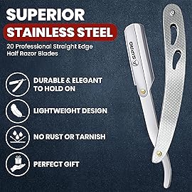 Straight Razors for Men with 20 Straight Edge Razor Blade & Case, Mens Straight Razor for Shaving Navajas Para Barbero Barber Razors for Men, Beard Razor