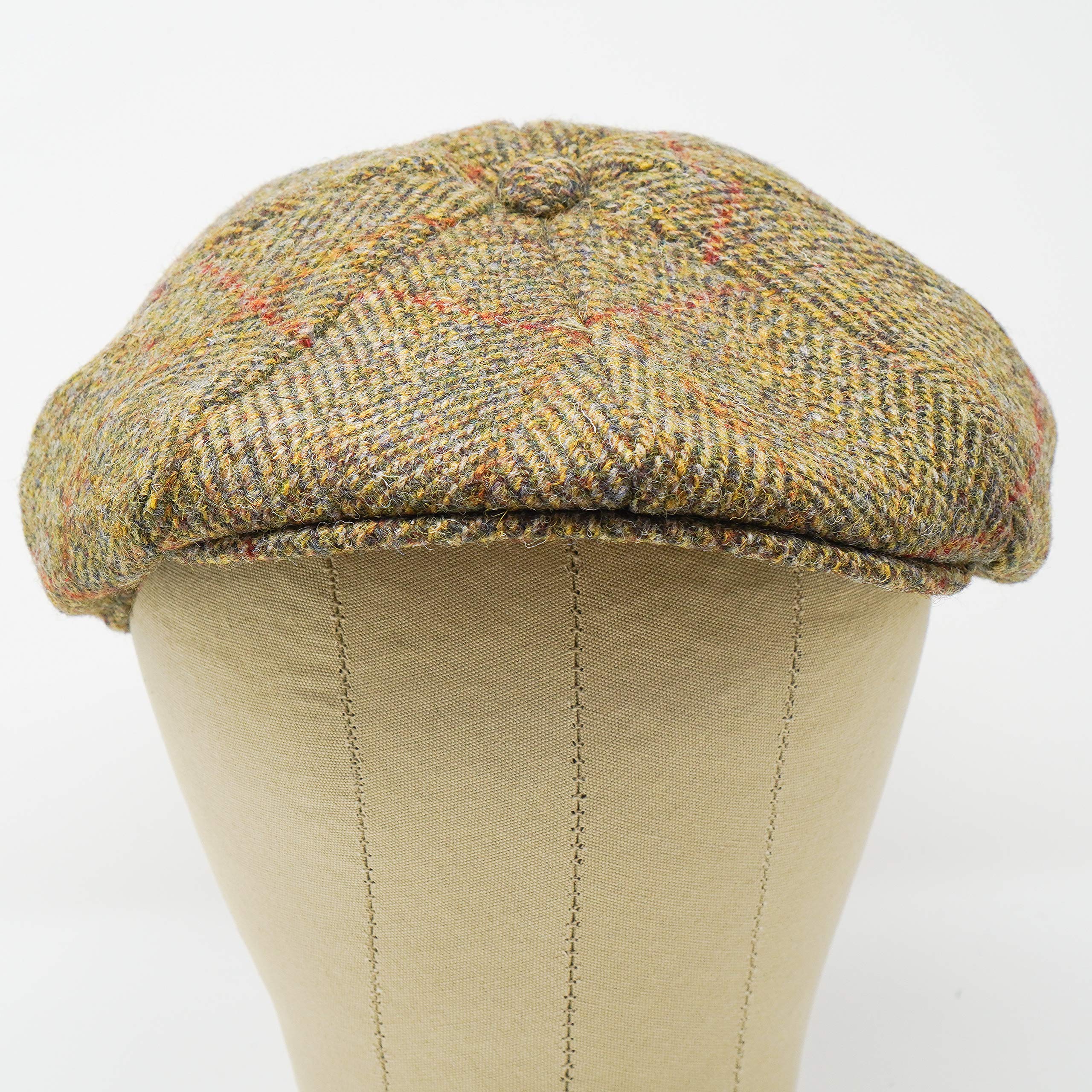 Gorra Plana de 8 Piezas Dingwall - 100% Lana Tejida a Mano - Harris Tweed - Resistente al Agua