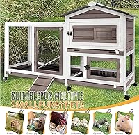 Vista 5 de PetsCosset - Jaula para conejos de 57" de largo, para interior y exterior, de 2 pisos, jaula grande para conejos con área descubierta, jaula