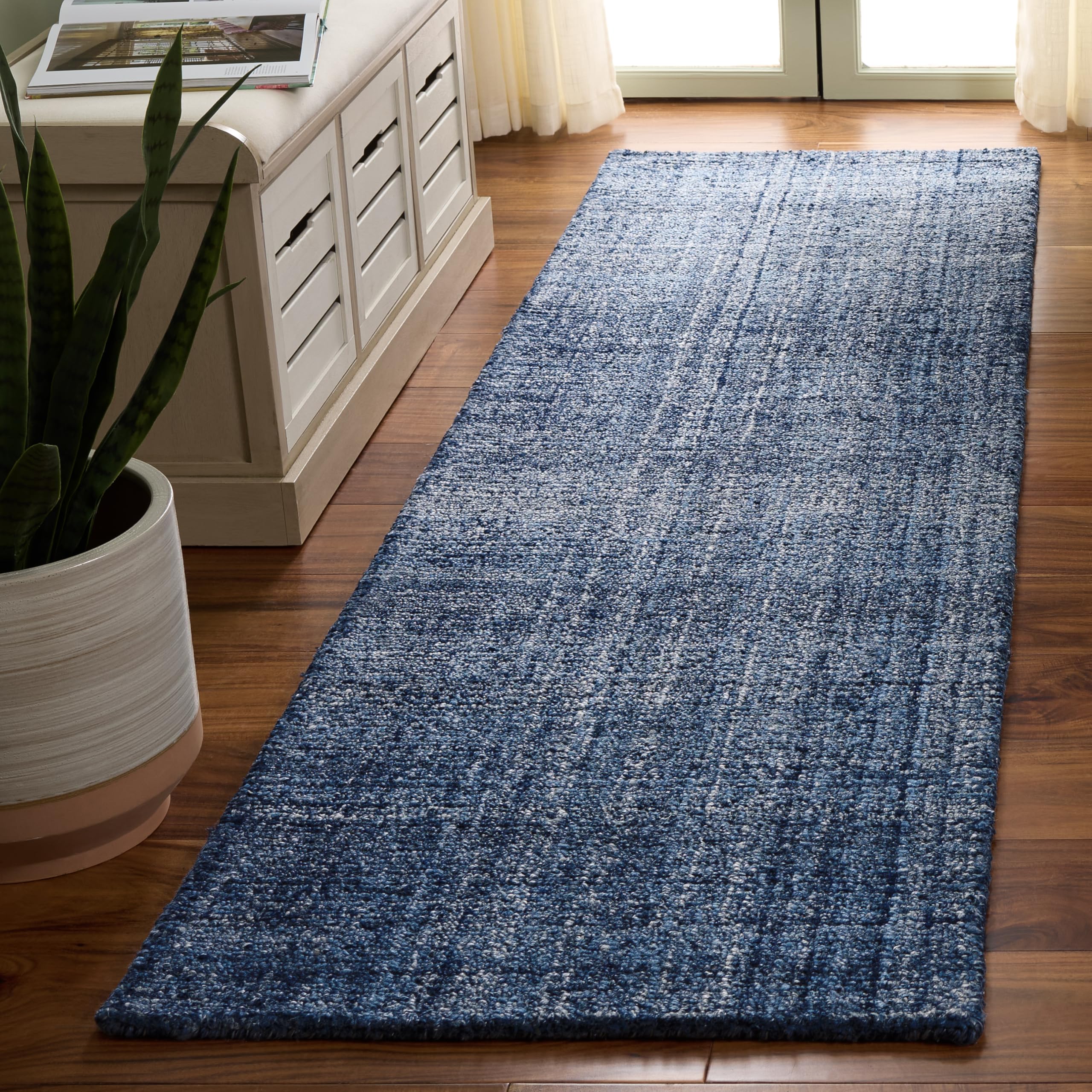 SAFAVIEH Wyndham Collection Accent Rug - 2' x 3', Blue & Multi, Handmade Modern Wool, Ideal for High Traffic Areas in Entryway, Living Room, Bedroom (WYD318A