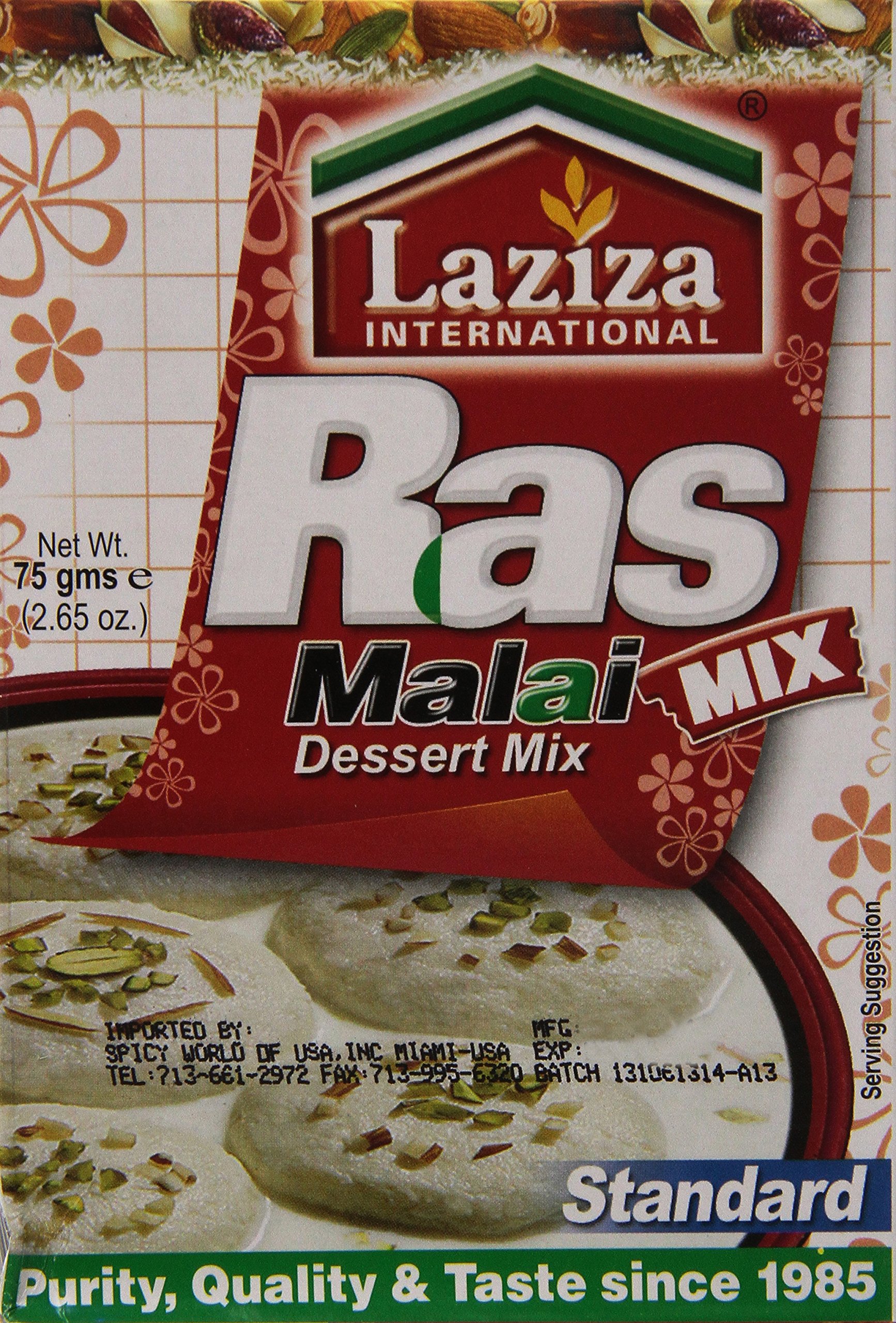 Laziza Rasmalai Dessert Mix Standard, 75-Gram Boxes (Pack of 6)