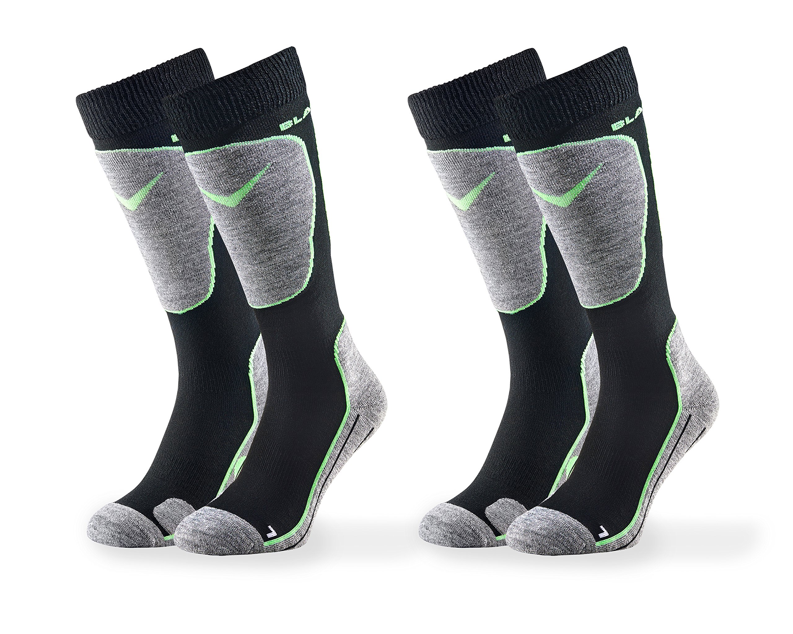 Black Crevice Skisocken I Damen & Herren-Skisocken Größen I Snowboadsocken mit Spezialpolsterung an den Belastungszonen I klimaregulierend & atmungsaktiv I 2 Paar