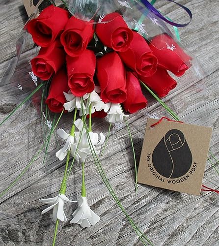 Miniatura 6 de Ramos originales de rosas de madera en 1, 2, o 3 docenas, Madera de abedul, 1 Docena