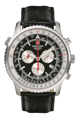 Swiss Alpine Military Herren Uhr Chronograph Analog Quarz 7078.9537SAM Leder