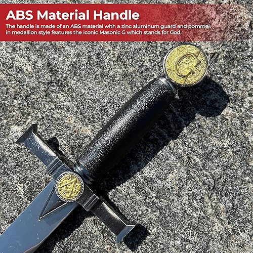 Miniatura 5 de MedievalDepot Dagas ceremoniales masónicas y medievales diseños de masones, estrellas ardientes y caballeros templarios (gris, negro, dorado)