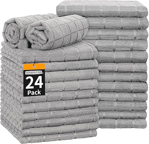 HOMERHYME Toallas de mano para baño, paquete de 24 toallas de mano de microfibra gris de 25 x 15 pulgadas, de secado rápido, sin pelusas, suaves,
