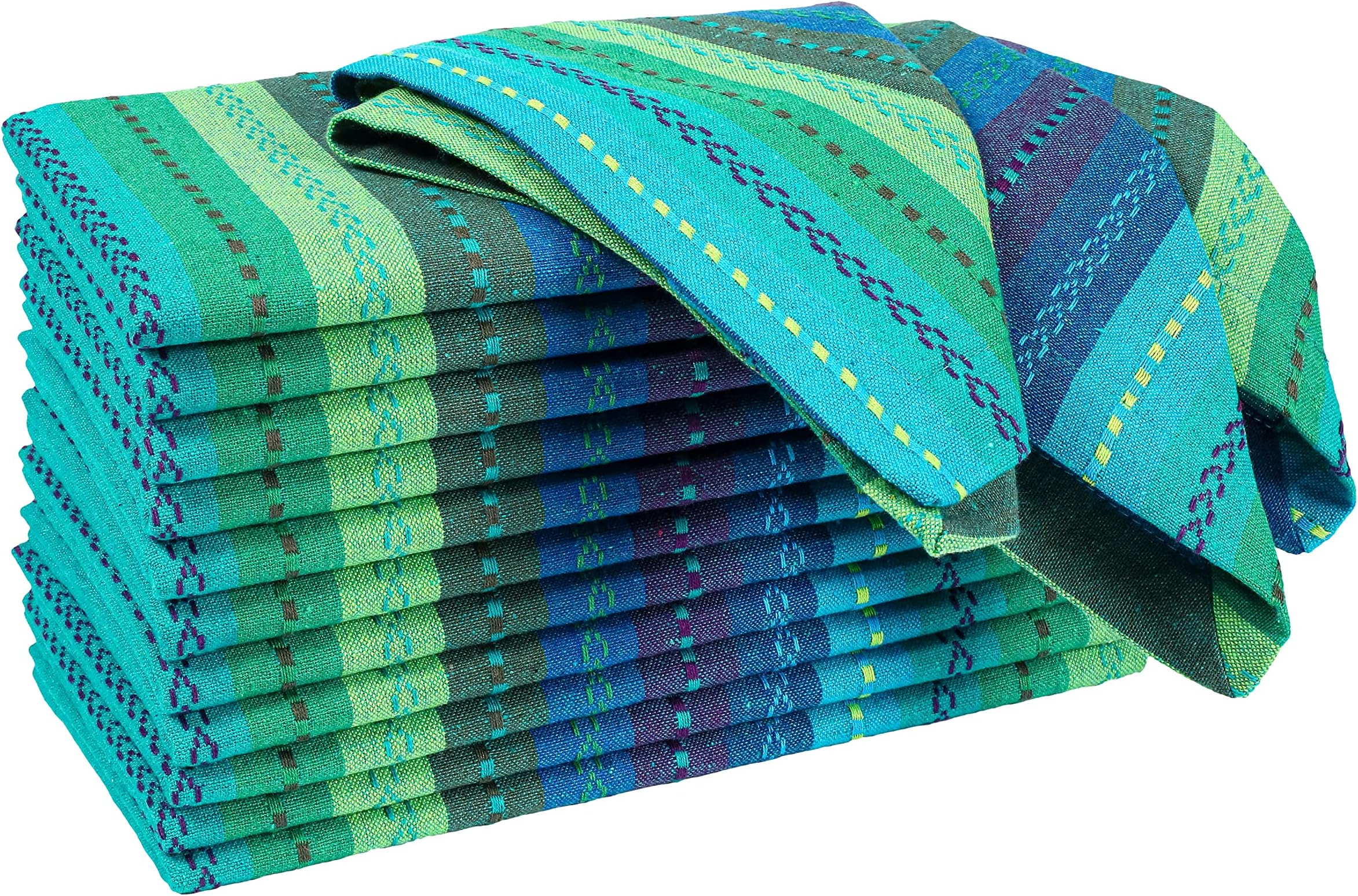 Salsa Stripe Teal Oversized Cloth Napkins 20x20 Inches, Cotton Soft & Durable Table Dinner Napkin Ideal for Thanksgiving, Christmas, Wedding | Washable Kitchen Fabric for Everyday Use