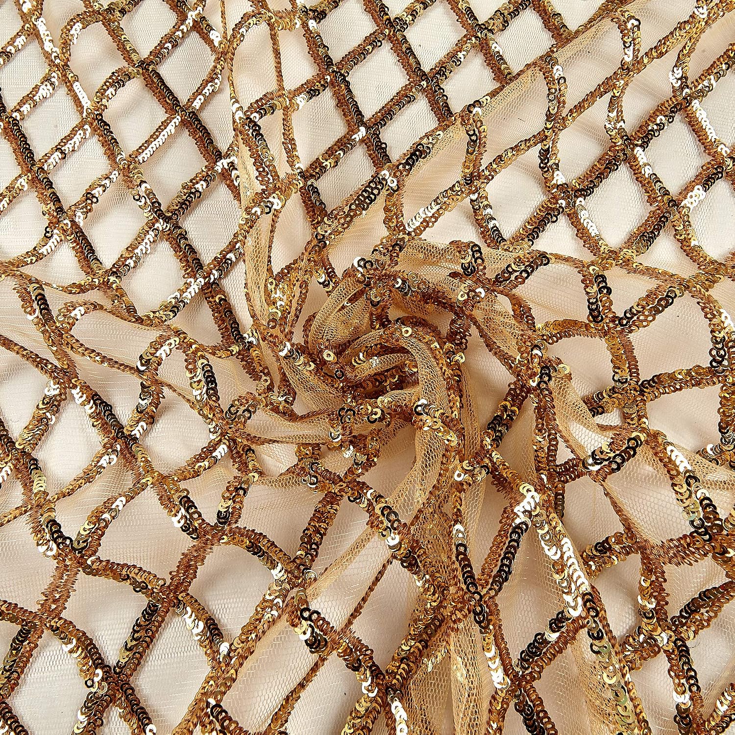 Luxury Sequin Glitz Mesh Gold, Fabric by the Yard