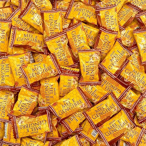 Caramelo duro de miel y jengibre | Bolsa de 1 libra – Aprox. 100 unidades | Caramelos antiguos envueltos individualmente | Caramelos de miel y