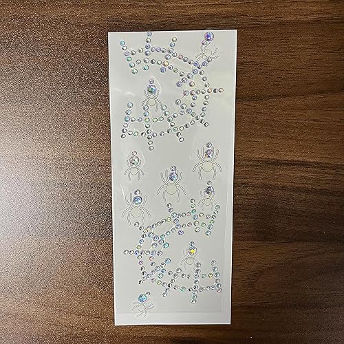 Miniatura 6 de Tatuajes faciales de araña falsos temporales y diamantes de imitación, gemas de telaraña, cristales y perlas para pegar en joyas, tatuajes,