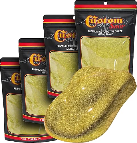 Vista 60 de Custom Shop Escamas de metal para pintura automotriz, rojo fuego, escamas de metal micro de 4oz .004" para pintura de automóvil, aditivo de pinturas
