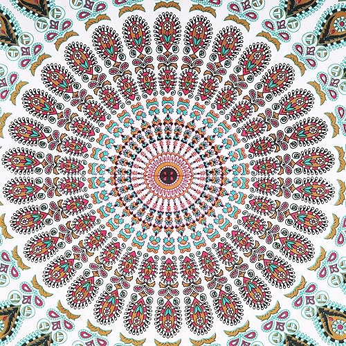 Miniatura 3 de Tapiz hippie indio bohemio psicodélico dorado mandala de pavo real azul dorado para colgar en la pared (dorado floral, Queen (84 x 90 pulgadas)