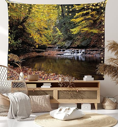 Miniatura 57 de Lunarable Tapiz amarillo y gris, tamaño individual, margaritas retro envejecidas, espirales de dibujo de líneas de margaritas bocetadas, plantas de