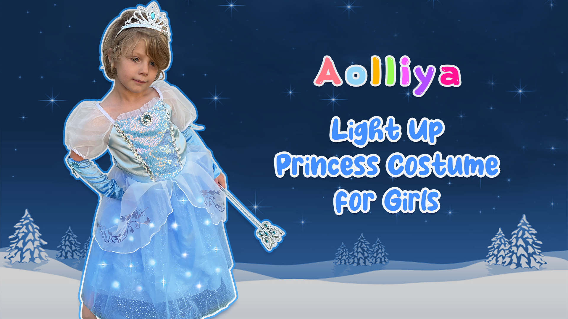 Amazon.com: Aolliya Princess Light Up Dress for Girls Blue Puff
