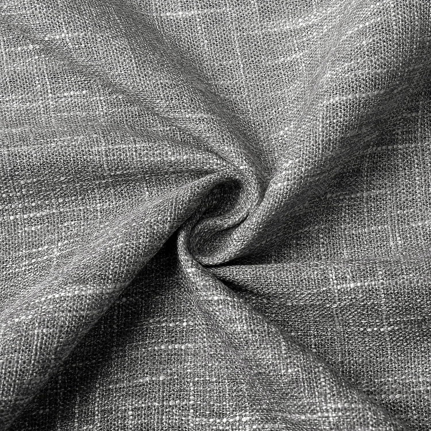 Ombre Full Blackout Curtain Panels 84 Inch Long Noise Reducing Energy Efficient Window Treatment Drapes for Bedroom Linen Texture with Grommets Top Gradient Print Cream White to Gray, 50"x84"x2