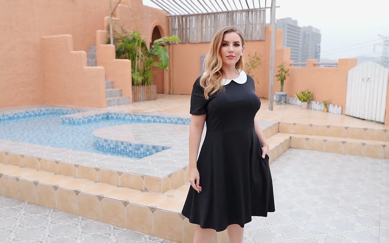 Nemidor Womens Plus Size Halloween Dress Fall Fit and Flare Skater Party  Long Sleeve Casual Vintage Dresses with Pocket(176,14,Black+Sleeve) at  Amazon Women's Clothing store