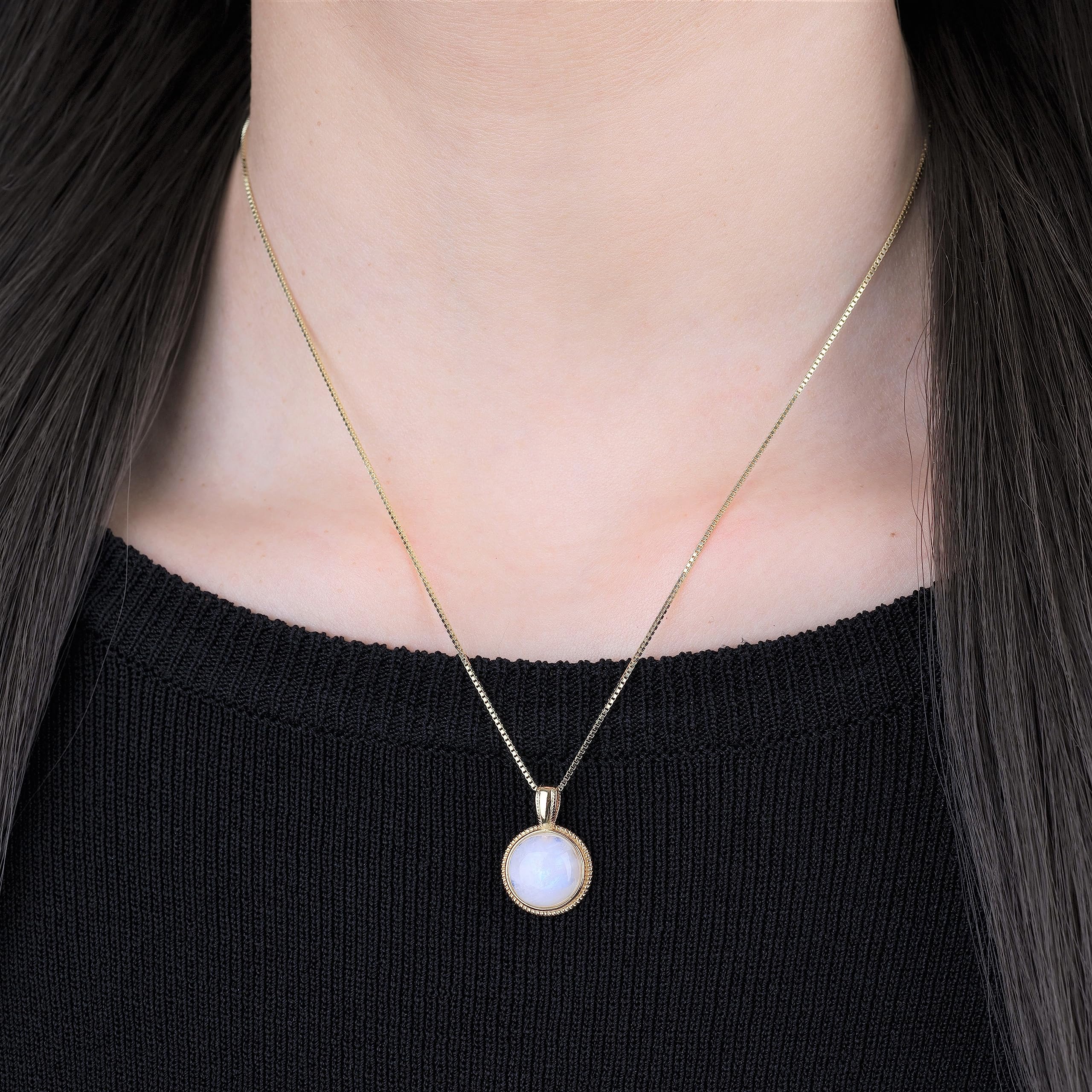 COAI Collana da Donna in Argento Placcato Oro con Ciondolo Circolare in Pietre Naturali