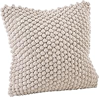 SARO Lifestyle Crochet Pompom Down-Filled Throw Pillow, Ivory 20x20 - Textured Cotton Decor Accent