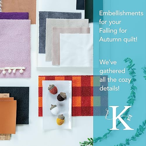 Miniatura 3 de Kimberbell Kit de adornos de otoño Falling for Autumn - Kit de adornos para manualidades, juego de 29 piezas con vinilo fusible, terciopelo y