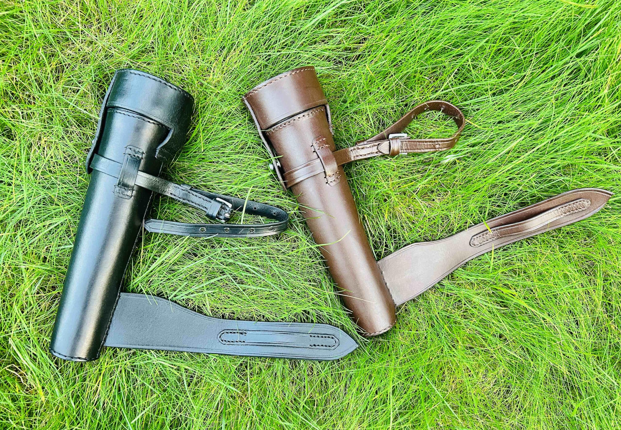 Accessorio Sella Cavallo Fiaschetta Sella In Pelle Con Custodia Acciaio Set Equitazione 803148 - Foto 6