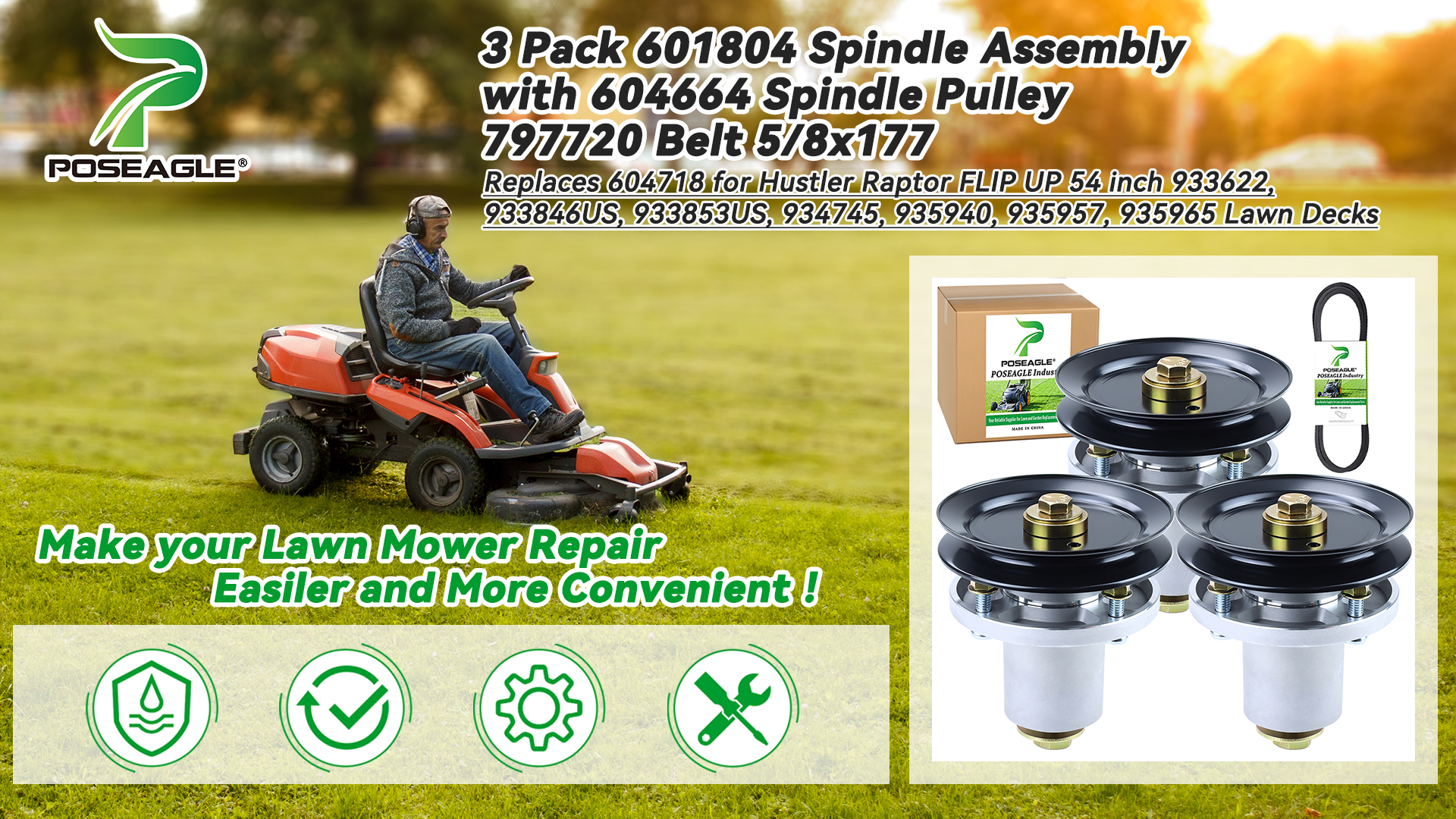 Amazon.com : POSEAGLE 3 Pack 607418 Spindle Assembly with 604664