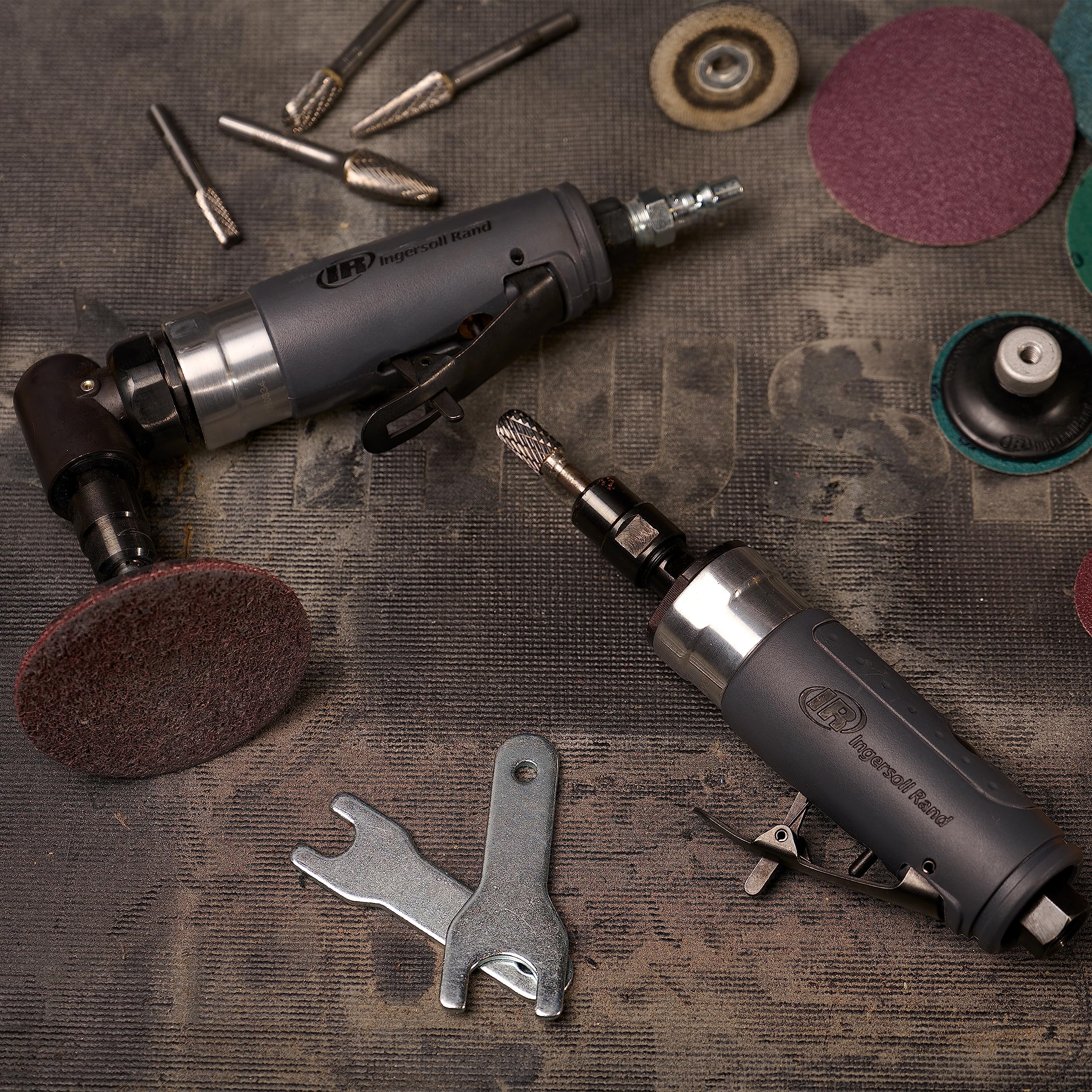 Ingersoll Rand Smerigliatrice Pneumatica Diritta 308B-M, 6mm, Lucidare e Levigare su Metallo, Legno, Potente Motore da 0,33 CV e 25.000 giri/min