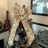 Vista 26 de Arco de corona de arpillera negra con alambre, 10 pulgadas de ancho, colas largas de 18 pulgadas, cinta de Navidad, decoración de puerta delantera