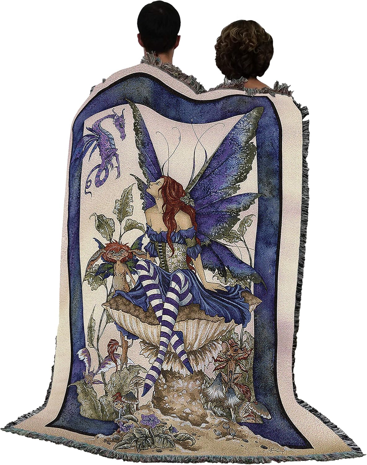 Pure Country Weavers Bottom of The Garden Fairy Blanket by Amy Brown - Gift Fantasy Tapestry Throw Woven from Cotton - Made in The USA (72x54)