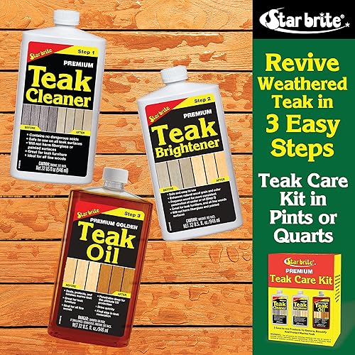 Miniatura 11 de STAR BRITE Kit de cuidado de teca prémium – Limpiador de teca, abrillantador y aceite de teca dorado de grado marino, ideal para barcos, cubiertas