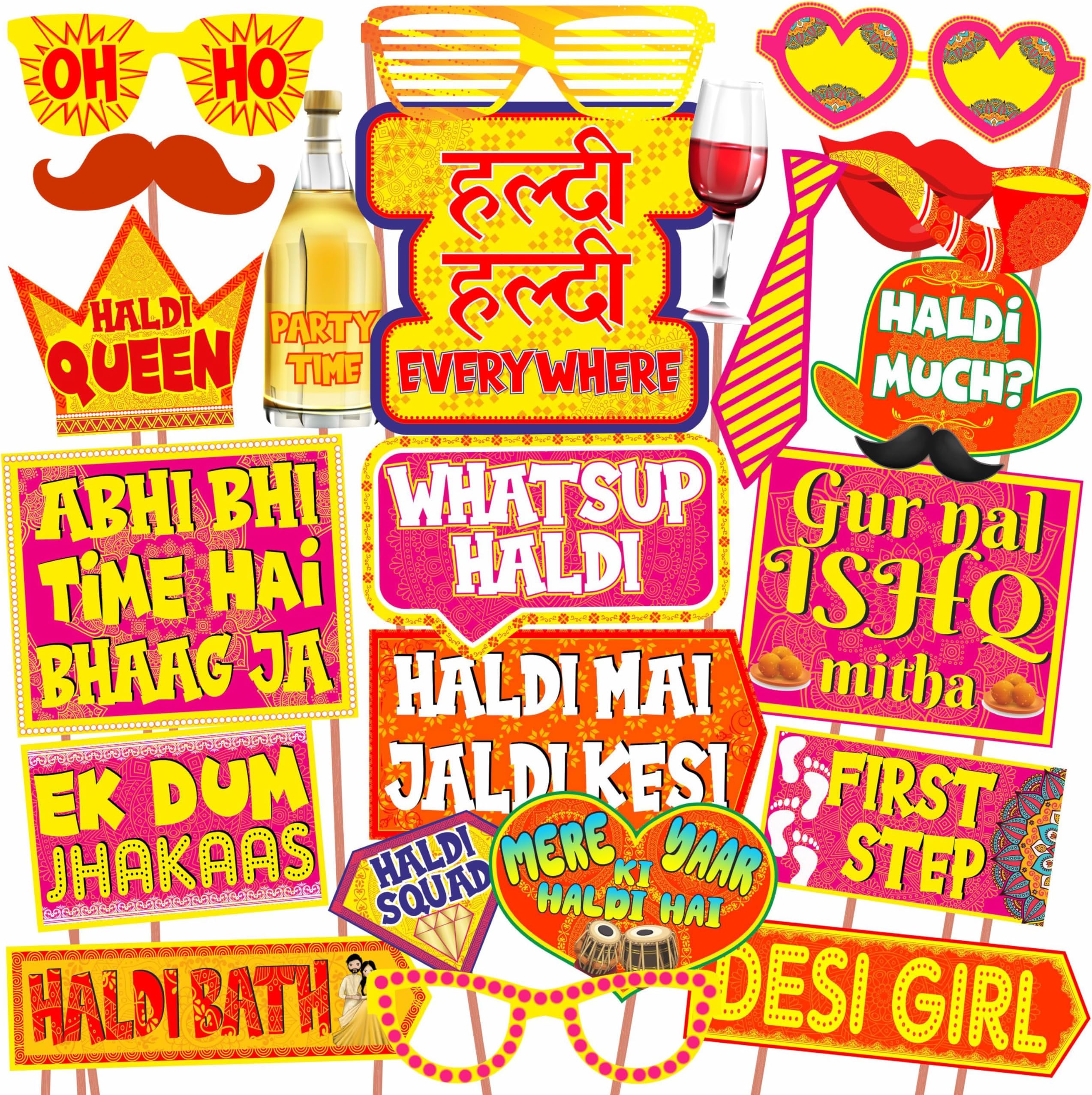 Wobbox Haldi Ceremony Props, Haldi Props for Bride, Haldi Decoration Items for Marriage-FP2454