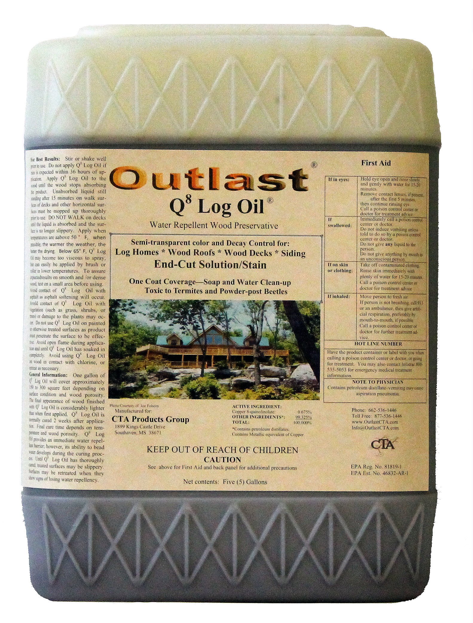 Outlast Q8 Log Oil Wood Preservative — Barn Gray (5 Gallon)