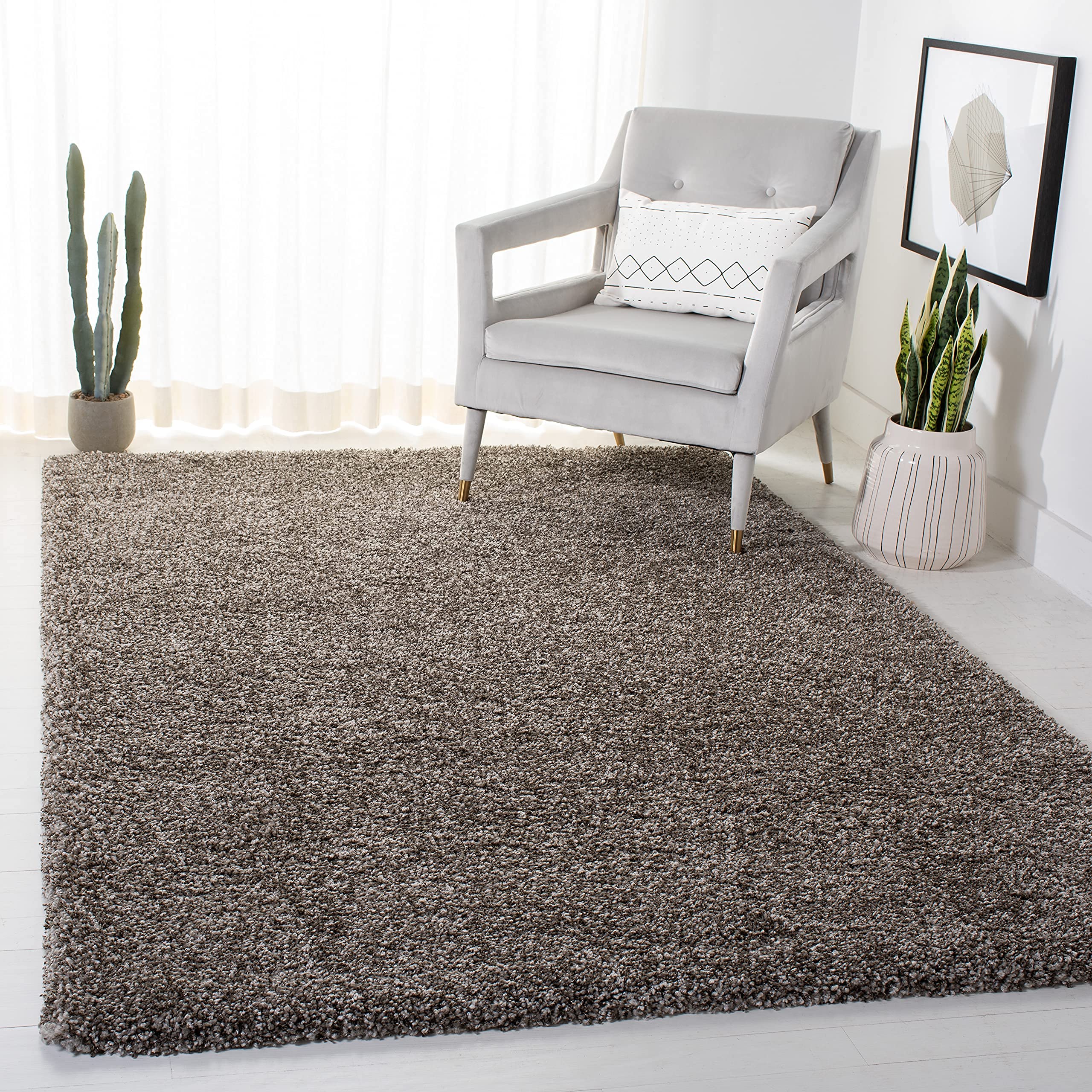 MAAZ CARPETS Handwoven Super Soft Modern Area Premium Shag Collection Rugs Carpet 4x6 Feet Multi Grey.
