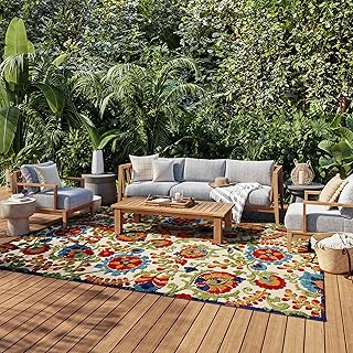 Nourison Home Aloha Indoor/Outdoor Multicolor 6' x 9' Area Rug, Easy Cle...
